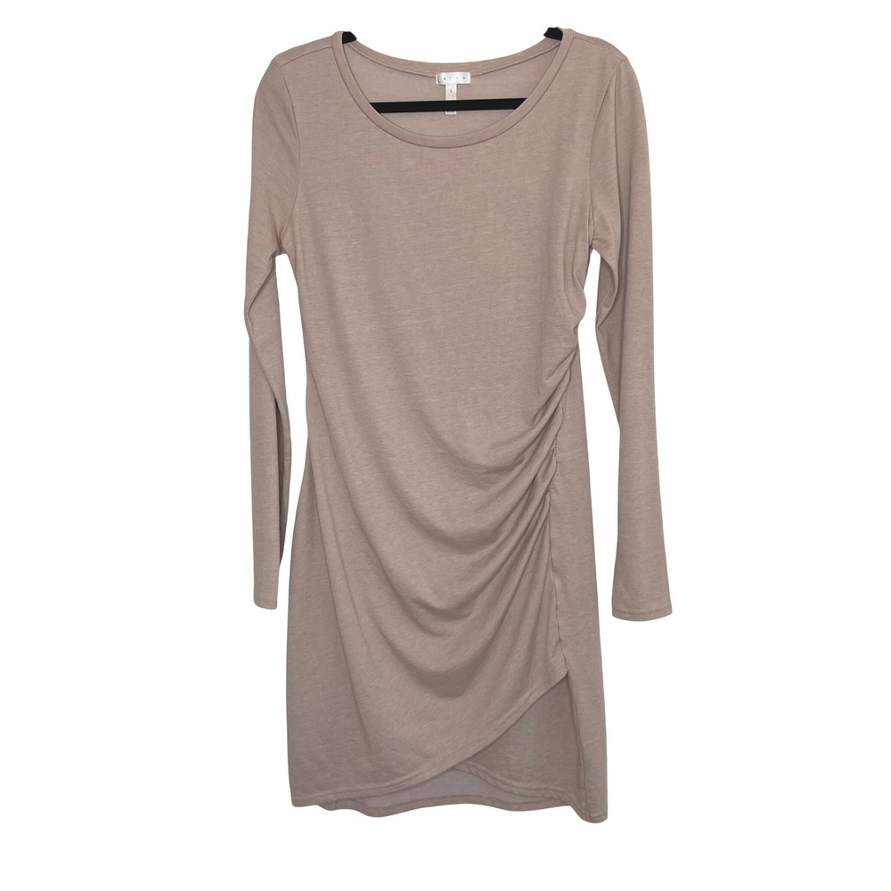 Nordstom Leith Womens Ruched Bodycon Long Sleeve Dress Size Large Blush Pink